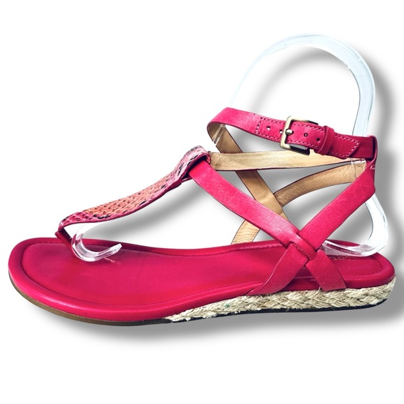 Cole Haan Grove Leather Espadrille Sandals Pink Python Snake Size 6 Coastal Boho - Picture 6 of 16